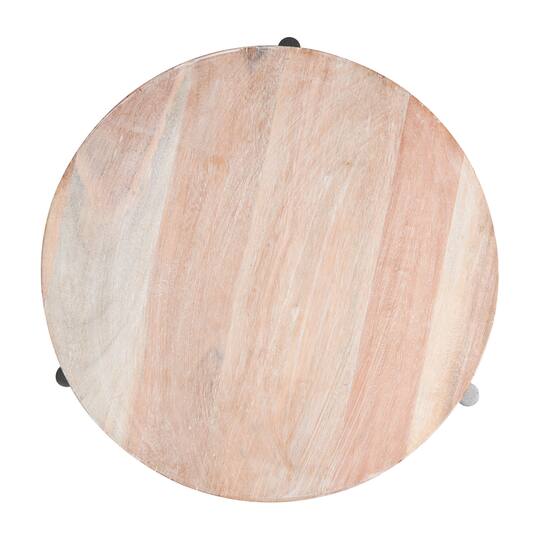 13" Cream Mango Wood Tray with Black Metal Leg